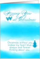Christmas Without You Blue Tree Watercolor card