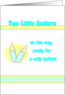 Two Little Suckers - Expecting Twin Boys card