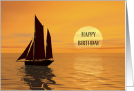 A Yatch Sailing into the Sunset Birthday card