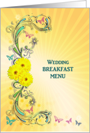 Wedding Breakfast Menu with Yellow Flowers card