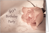 40th Birthday Party Invitation, Pink Rose card