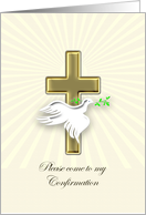 Confirmation Invitation with a Golden Cross card