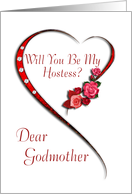Godmother, Swirling heart Hostess invitation card