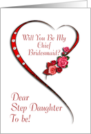 Step daughter,Swirling heart Chief Bridesmaid invitation card
