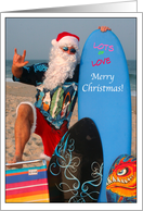 Surfer Santa Christmas at the Beach card