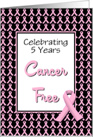 Invitation-Pink Ribbons Cancer Free-5 Years-Custom card