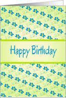 Happy Birthday/Green With Blue Floral Design card
