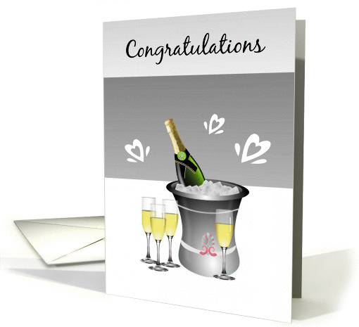 Congratulations/Bride and Groom/Champagne/Hearts card (1129108)