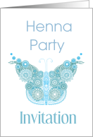 Invitation To A Henna Party With Blue Henna Butterfly card