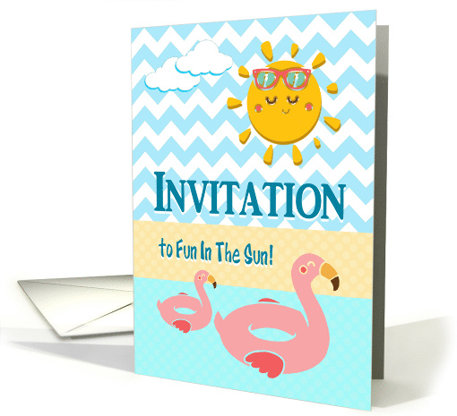 Invitation To Summer Fun In The Sun With Sunshine And Swans card