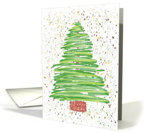 Merry Christmas Holiday Evergreen Tree Art card (1810142)
