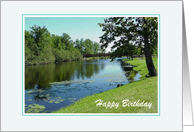 Happy Birthday Card With Peacful River Landscape/Custom card