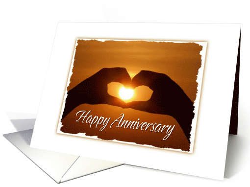 Romantic Wedding Anniversary For Couple Sunset Heart card (644665)