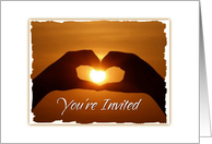 Romantic After Wedding Reception Invitation Sunset Heart card