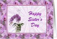 Happy Sisters Day-Purple Flowers-Mosaic Border-Custom card