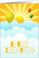 No More Chemo Party With Happy Face Sun And Balloons In Clouds card