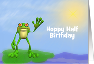 Hoppy Half Birthday-Frog on Lily Pad-Humor-Custom card