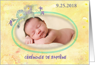 French Christening Invite Personalize Floral card