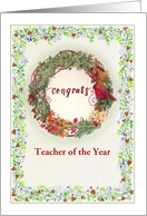 Teacher of the Year Congrats Winter Wreath custom front card