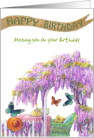 Missing You Custom Birthday Wisteria Arbor card