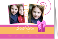 Cheerful custom double photo card birthday thank you for the gift card