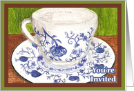 Blue Onion Tea Coffee Party Invitation Art by AnnaMarie card