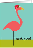 Christmas Thank You for Classy Gift Pink Lawn Flamingo in Santa Hat card