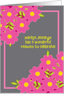 5 Years Cancer Free Wellness Party Invitation Pink Flowers Custom Text card