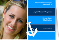 High School Graduation Photo Announcements Anchor Nautical Blue card