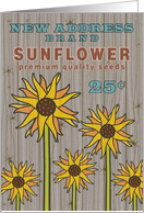 Sunflower Moving Announcement We’ve Moved Rustic Barn Wood Look card