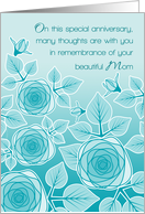 Remembrance of Mom Anniversary Passing Pretty Aqua Blue Rose Garden card
