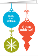 Fun Christmas New Address Announcement Add Names Retro Ornaments card