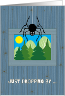 Child at Summer Camp Thinking of You Cute Spider Dropping by Rustic card