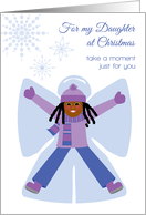 Daughter Christmas African American Girl Snow Angel and Snowflakes card
