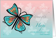 12 Step Recovery 2 Years Butterfly Butterflies card