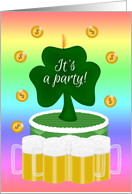 St. Patrick’s Day Party Invitation Shamrock Beer Mugs and Gold Coins card