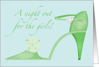 Bachelorette Party Invitations Green Shoe card