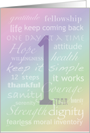 Recovery Rainbow Text One Year card