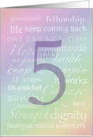 Recovery Rainbow Text 5 Years card