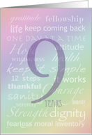 Recovery Rainbow Text 9 Years card