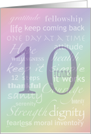 Recovery Rainbow Text 10 Years card