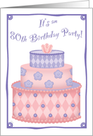 Whimsical Cake 80th Birthday Invitation card