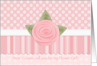Pink Rose Dots & Stripes Cousin Flower Girl card