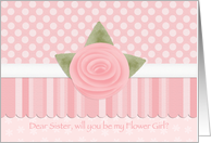 Pink Rose Dots & Stripes Sister Flower Girl card