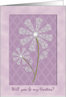 Lavender Lace Flower Wedding Hostess card