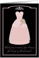 Pink Princess Cousin Thanks Bridesmaid card