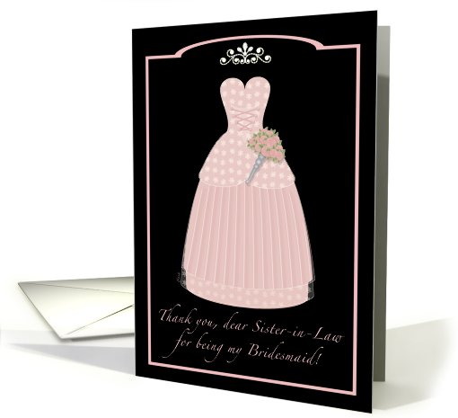 Pink Princess Sister-in-Law Thanks Bridesmaid card (420597)