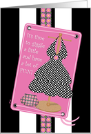 Birthday Party Invitations Girls Pink Black Dress card