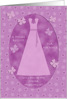 Niece Junior Bridesmaid Invitation Request Purple Butterflies card