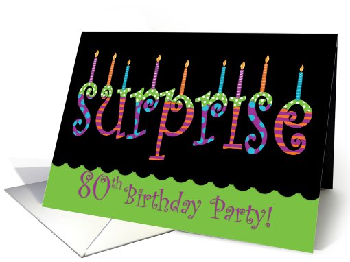80 Birthday Surprise Party Invitation Bright Colors card (549794)